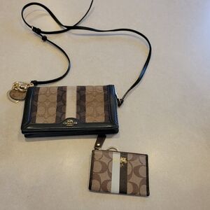 Coach Beige brown small crossbody purse w/ wallet